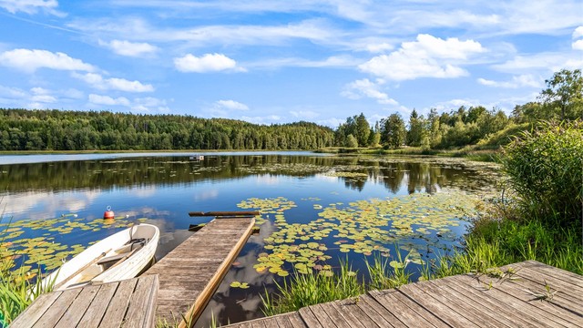 En opparbeidet tursti går rundt hele vannet, komplett med gapahuk og bålpanne.