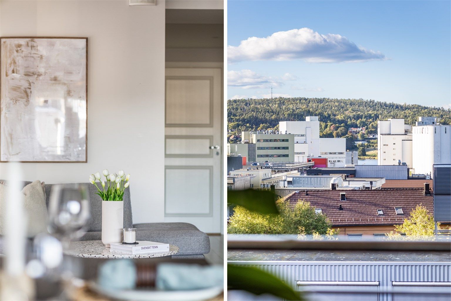 Utsikt får du glede av også fra sofakroken innerst i stuen.