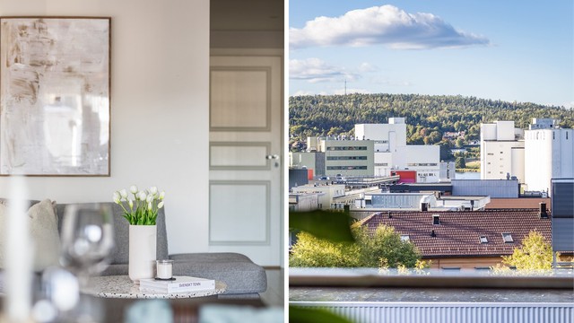 Utsikt får du glede av også fra sofakroken innerst i stuen.