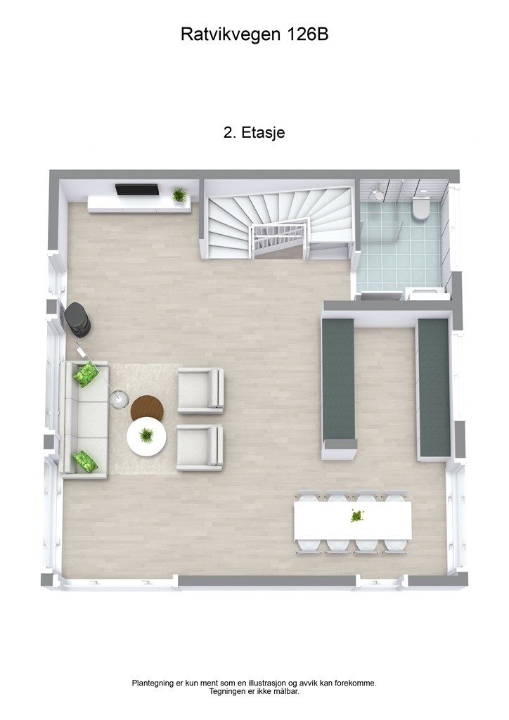 3 D planløsning 2. etasje