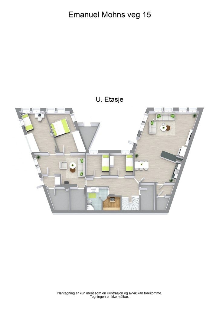 3 D plantegning underetasjen