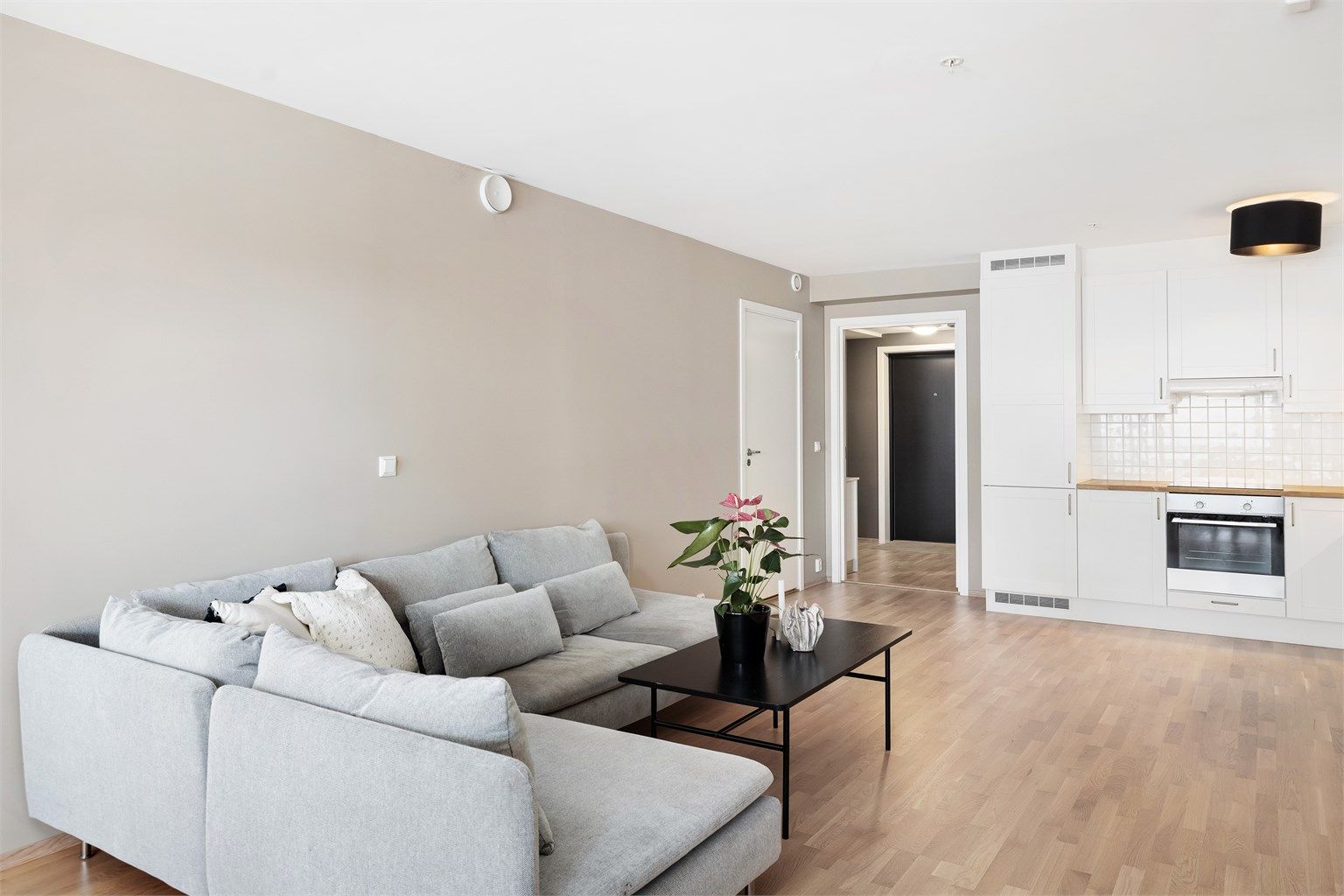 Åpen stue- og kjøkkenløsning. 