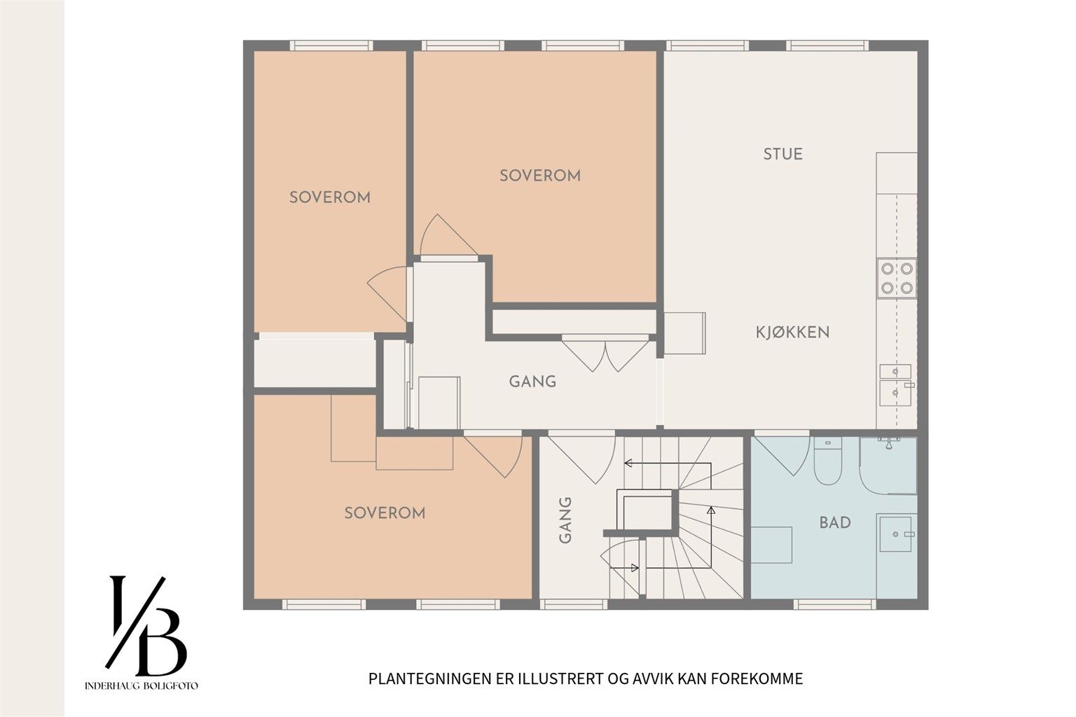 Plantegning 2.etasje (Denne er målt til 65,9 kvm) 