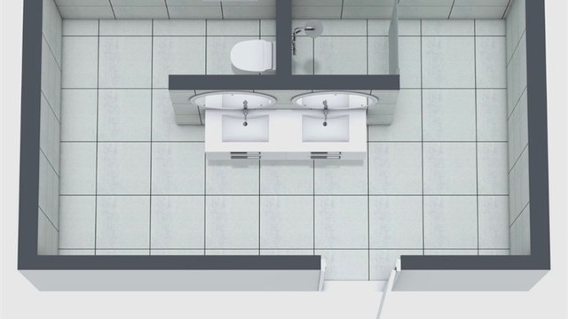 Badet på loftet er under totalrehabilitering som vil bli ferdigstilt før salg. Illustrasjonsbilde