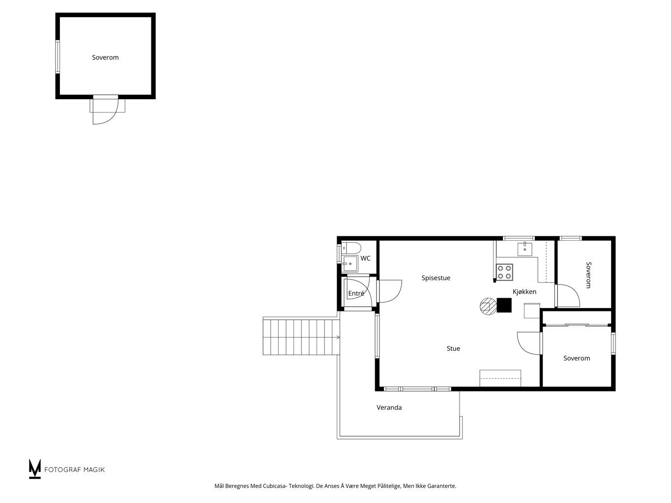 Hytta har en arealeffektiv planløsning over ett plan, med kombinert stue og kjøkken, to soverom og toalettrom. I tillegg kommer et frittstående anneks.