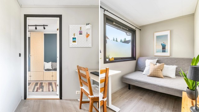 To soverom gjør leiligheten til et reelt alternativ for en liten småbarnsfamilie.