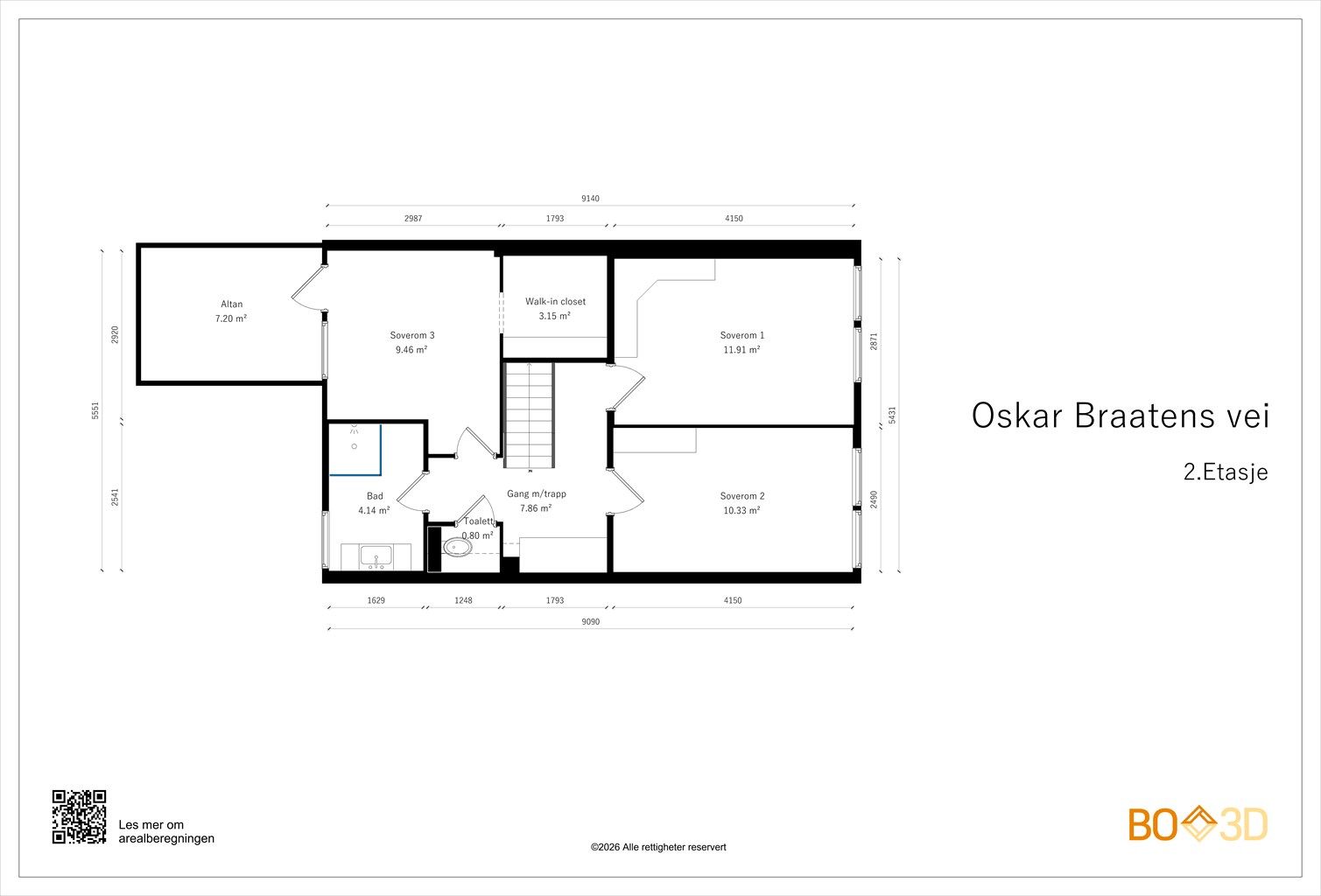 Vi starter med plantegning i 2.etasje slik at du får orientert deg i etasjen!