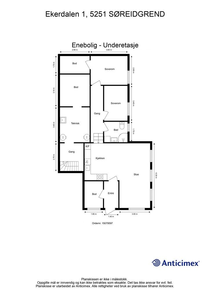 Plantegning underetasje.