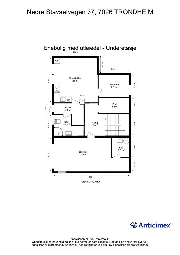 Plantegning underetasje.