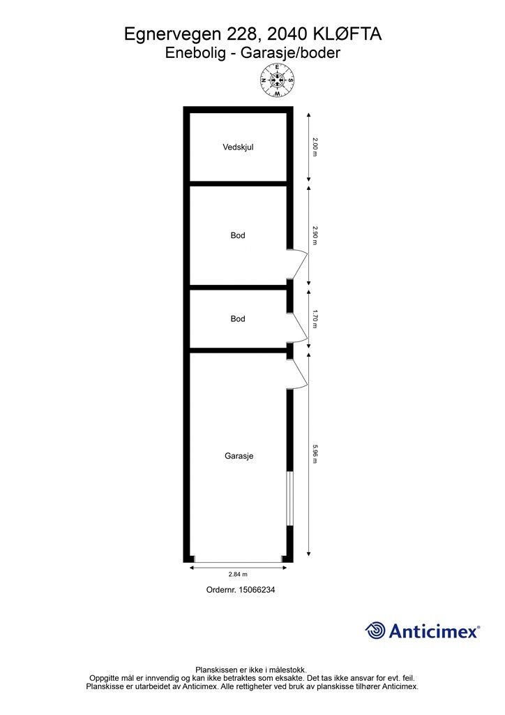 Plantegning garasje og boder. 