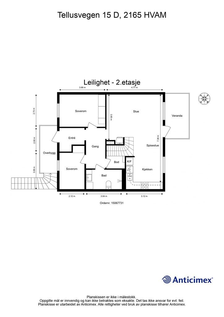 Plantegning hovedetasje. 