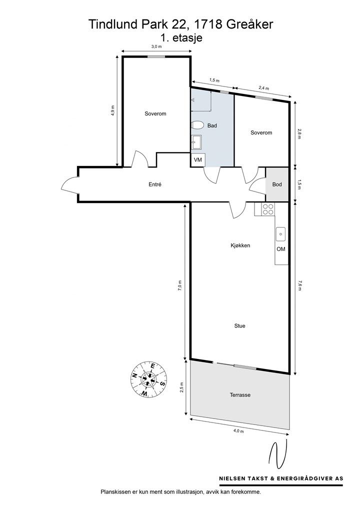 Leiligheten disponerer også en 9 kvm. stor bod i felles kjeller.