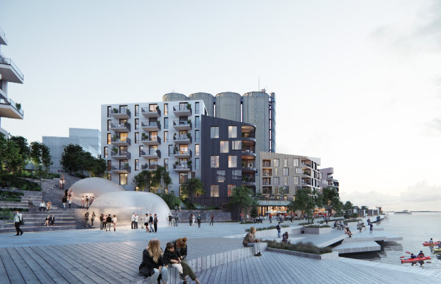 Illustrasjon over planer i Slemmestad - Byggingen er i gang - Se kystbyen-slemmestad.no