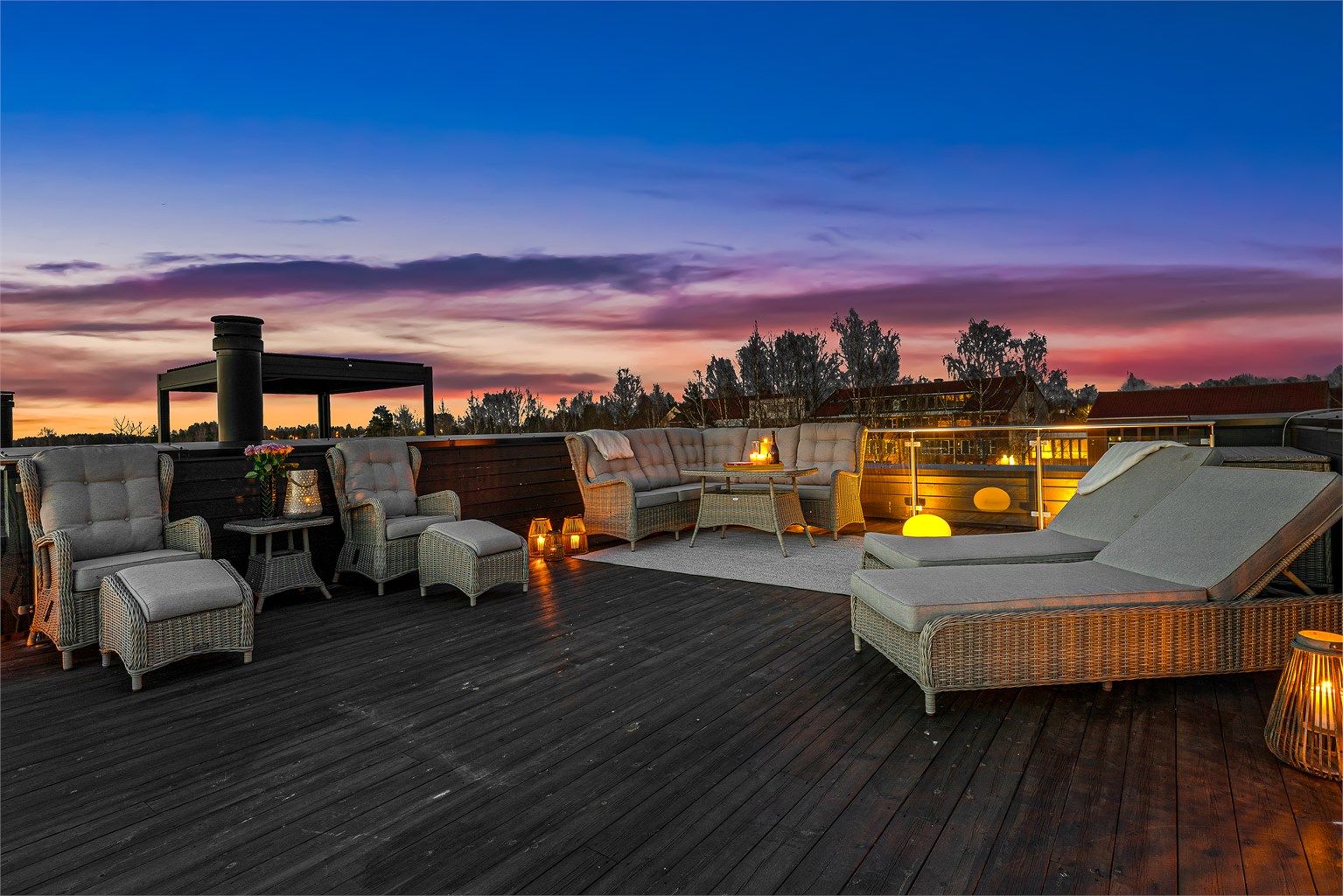 En privat og usjenert oase på toppen av boligen.