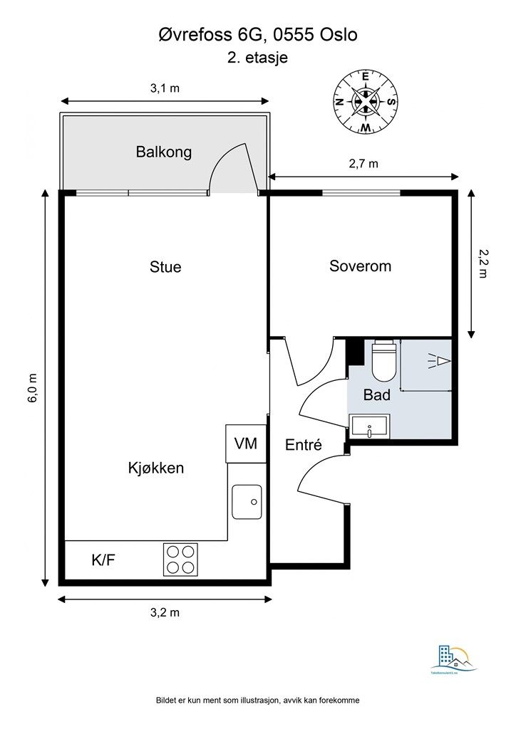 Effektiv planløsning som skiller soverommet fra de sosiale sonene. Leiligheten disponerer i tillegg to kjellerboder.
