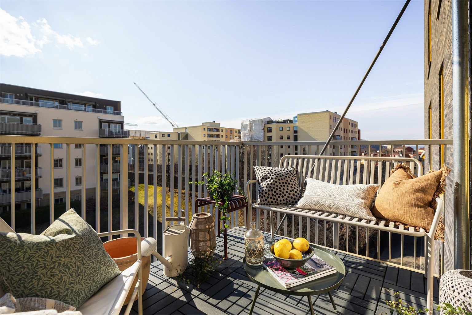 Sydøstvendt balkong på 6 kvm