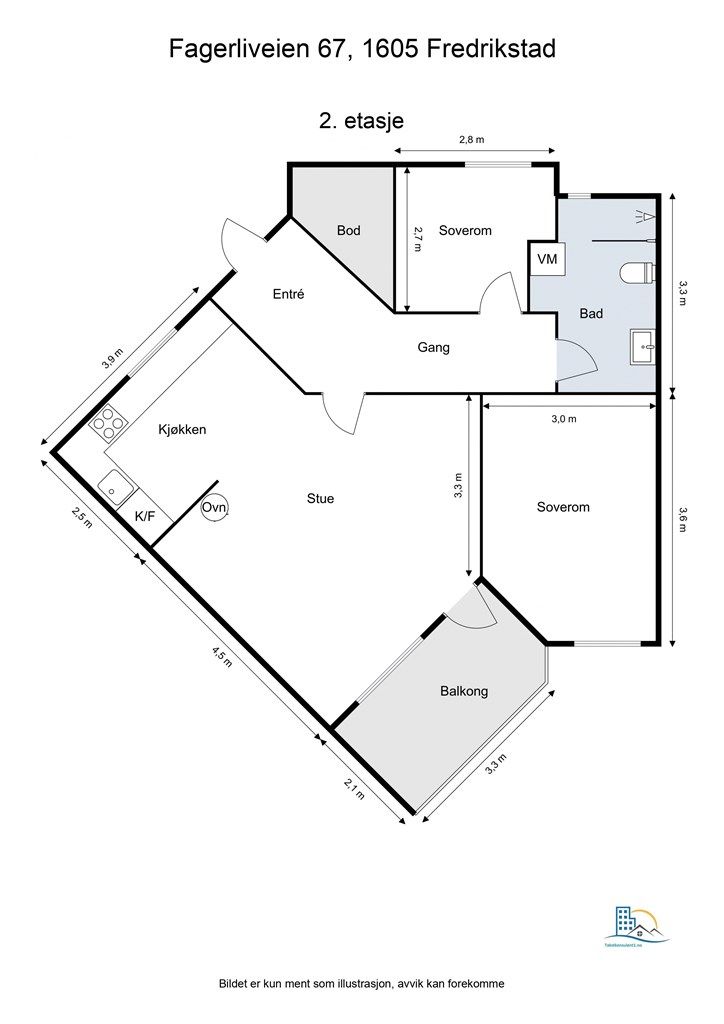 Planskissen er veiledende. Leiligheten disponerer også loftet over, samt carport med tilknyttet bod.