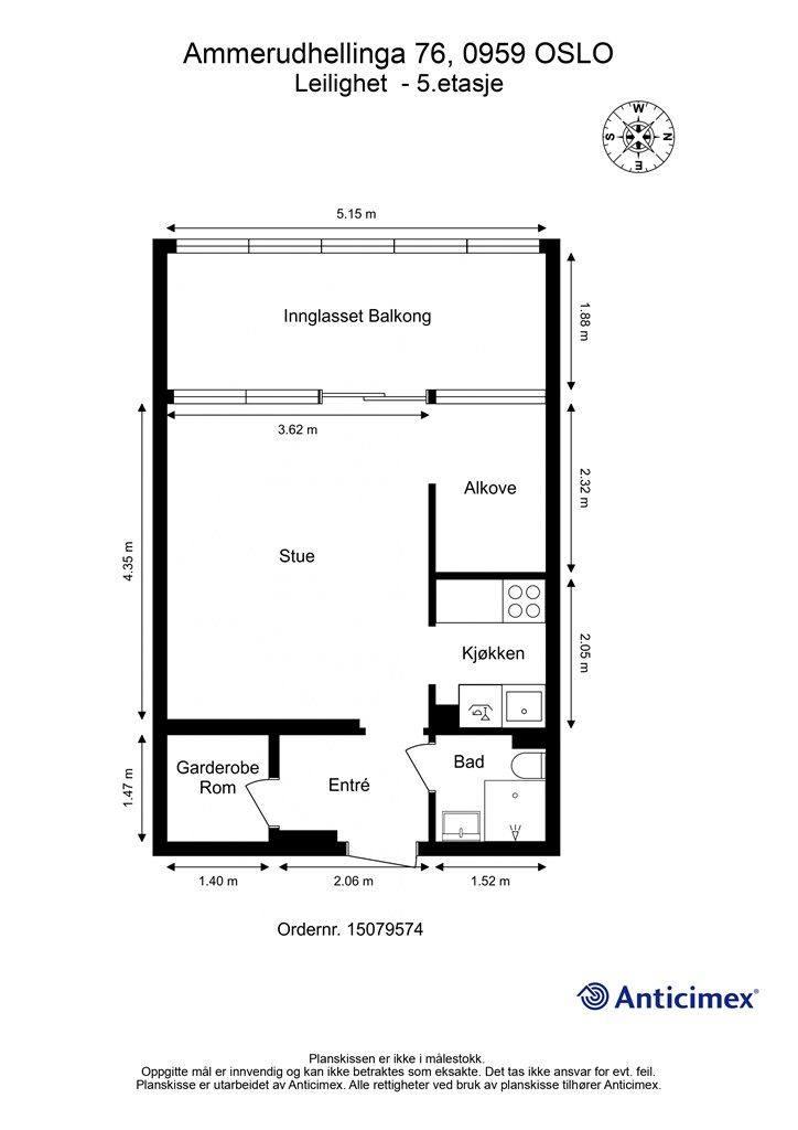 Leiligheten har en arealeffektiv planløsning som utnytter plassen godt. En kjellerbod medfølger.