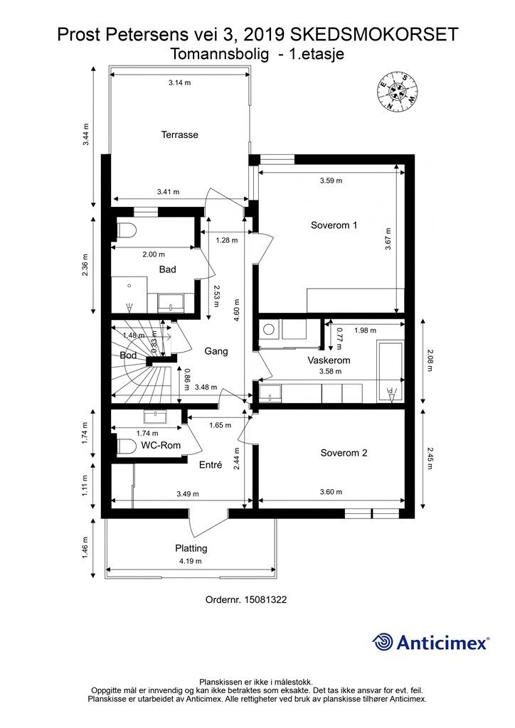 Målsatt plantegning 1.etasje