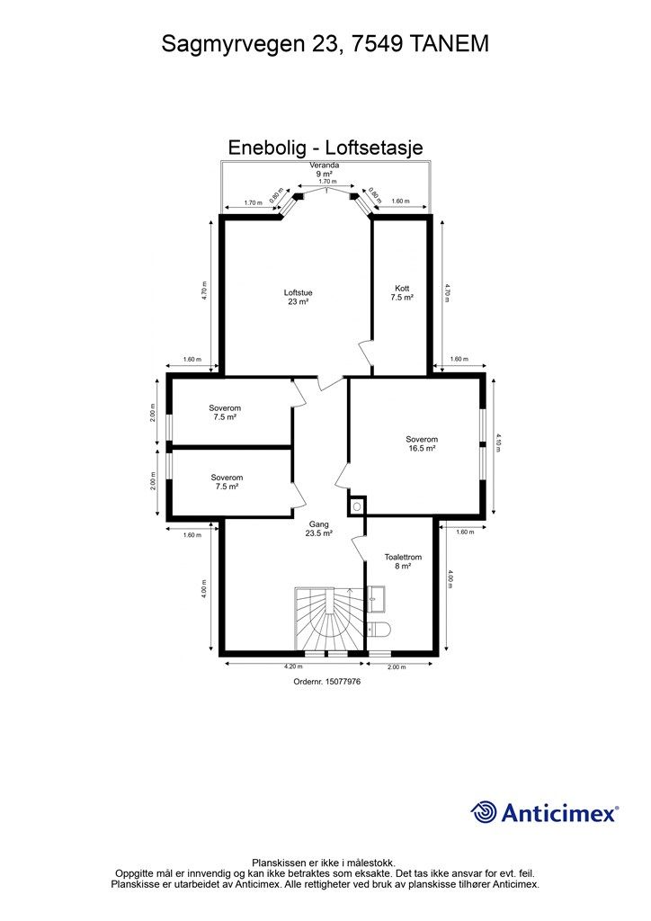 Planskisse loftsetasje. 