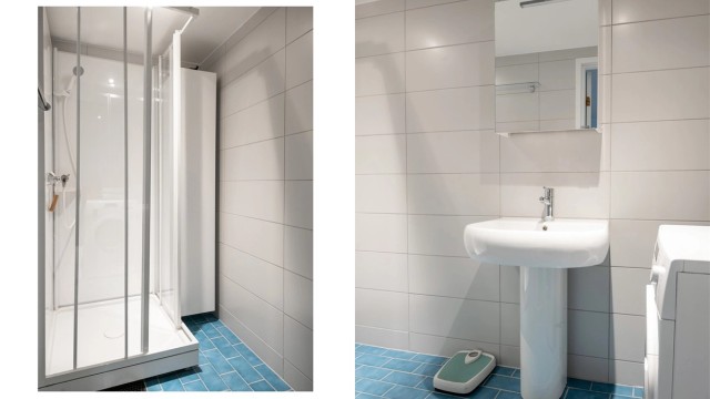 Badet i underetasjen ble oppgradert i 2018 og har dusjkabinett og opplegg for vaskemaskin.
