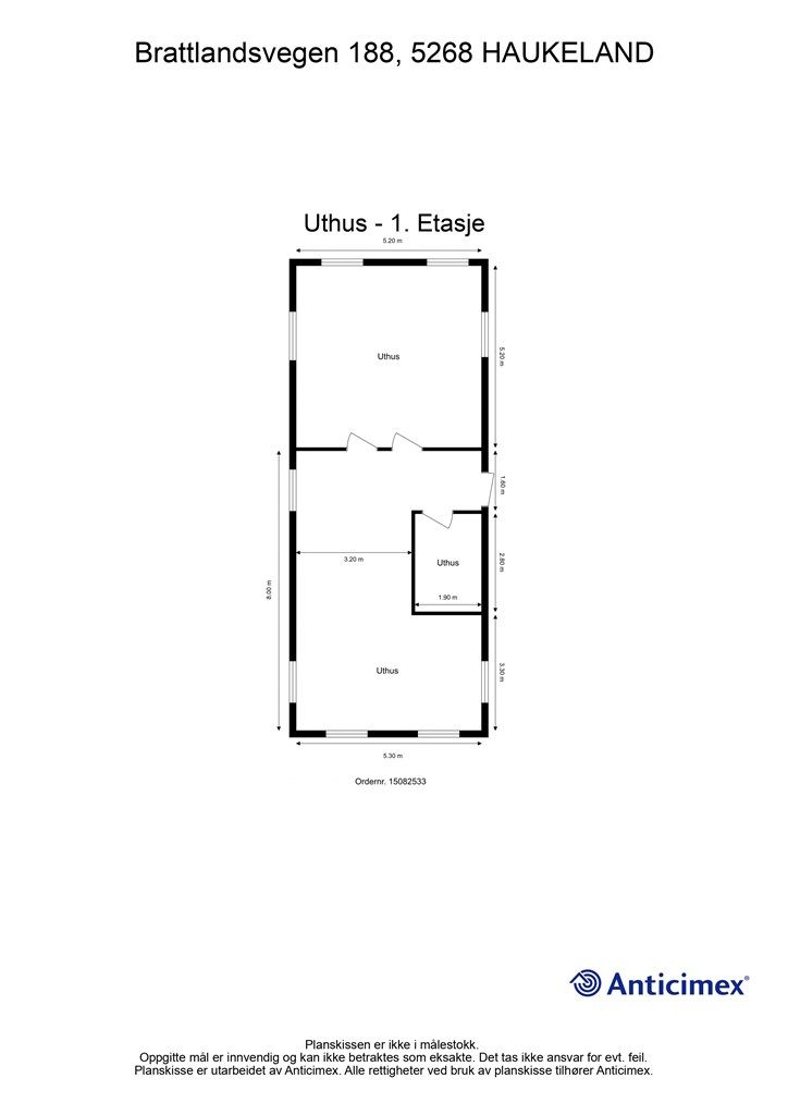 Plantegning uthus - 1. etasje.