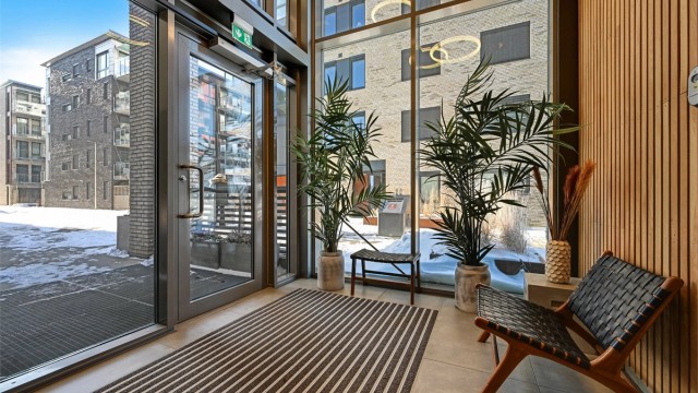 Delikat inngangsparti med heisadkomst - pent vedlikeholdt.