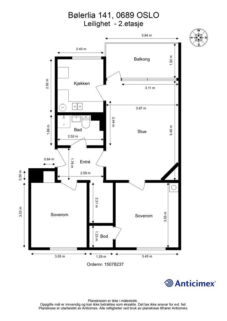 Plantegning - Andelsleilighet - 2. etasje.