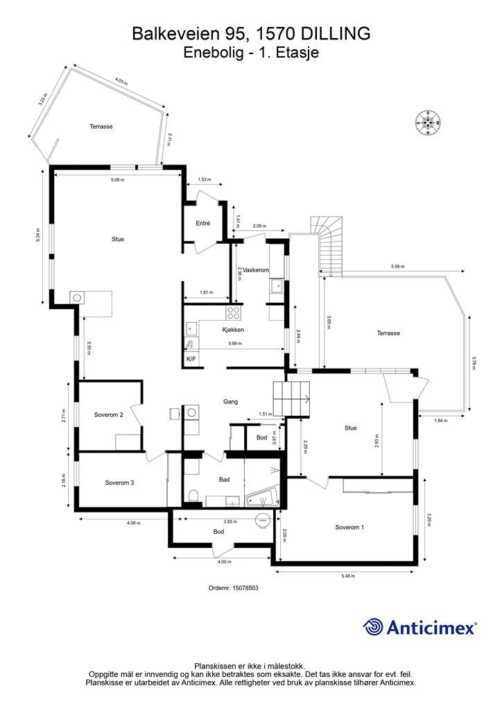 Veiledende planskisse. Alle oppholdsrom er samlet på én flate.
