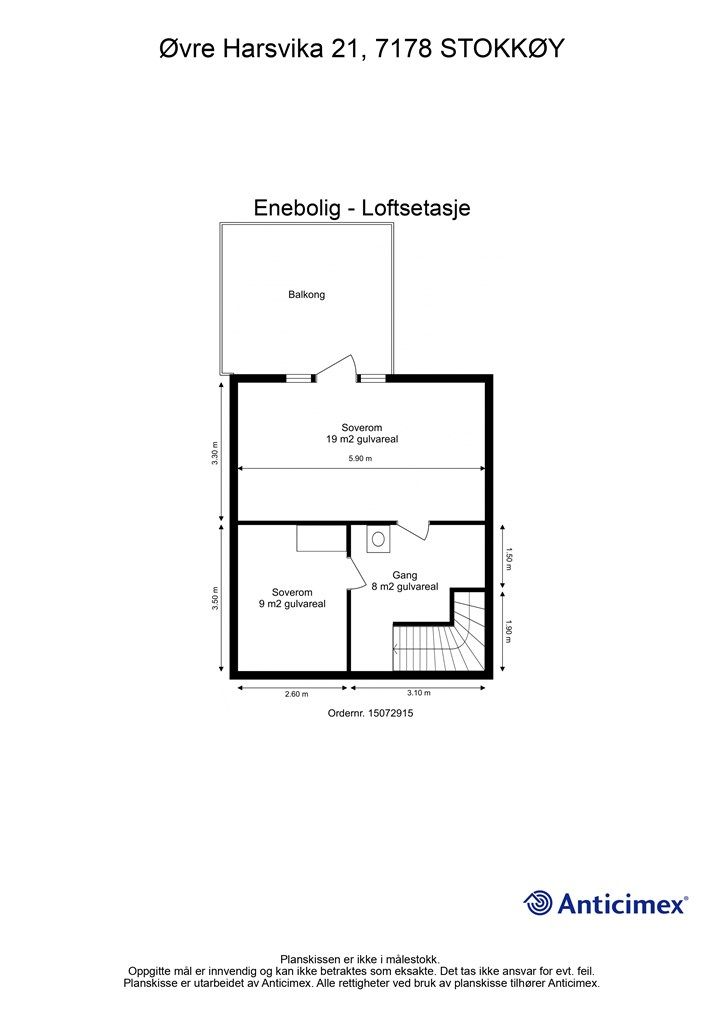 Planskisse loftsetasje. 