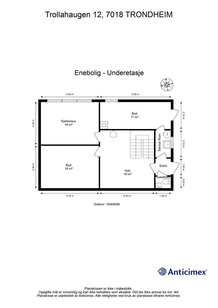 Plantegning underetasje.