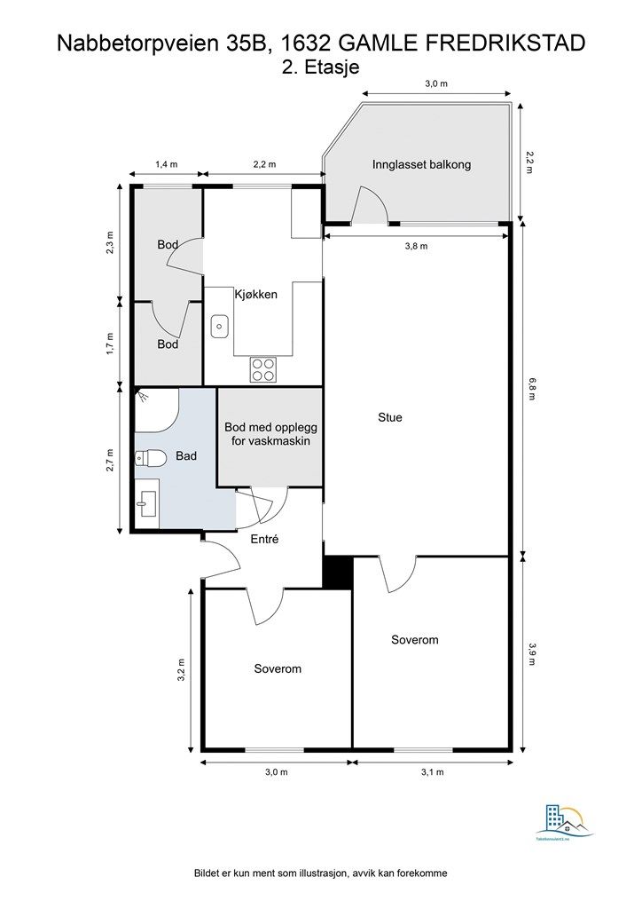 Leiligheten disponerer også to boder i felles kjeller.