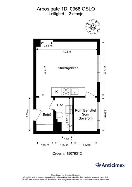 En arealeffektiv planløsning med optimal utnyttelse av arealet.