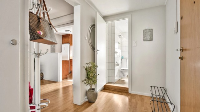 Entréen gir et godt første inntrykk og har plass til oppbevaring av yttertøy og sko.