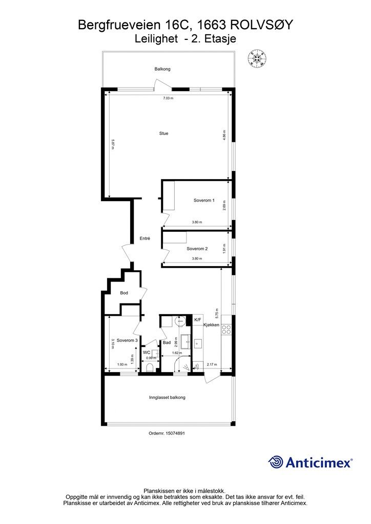 Leiligheten disponerer også kjellerbod på ca. 3 kvm.