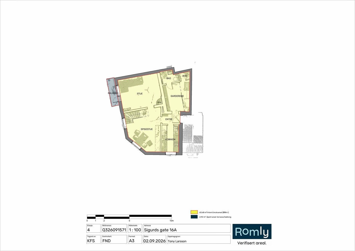 Plantegning av 4. etasje.