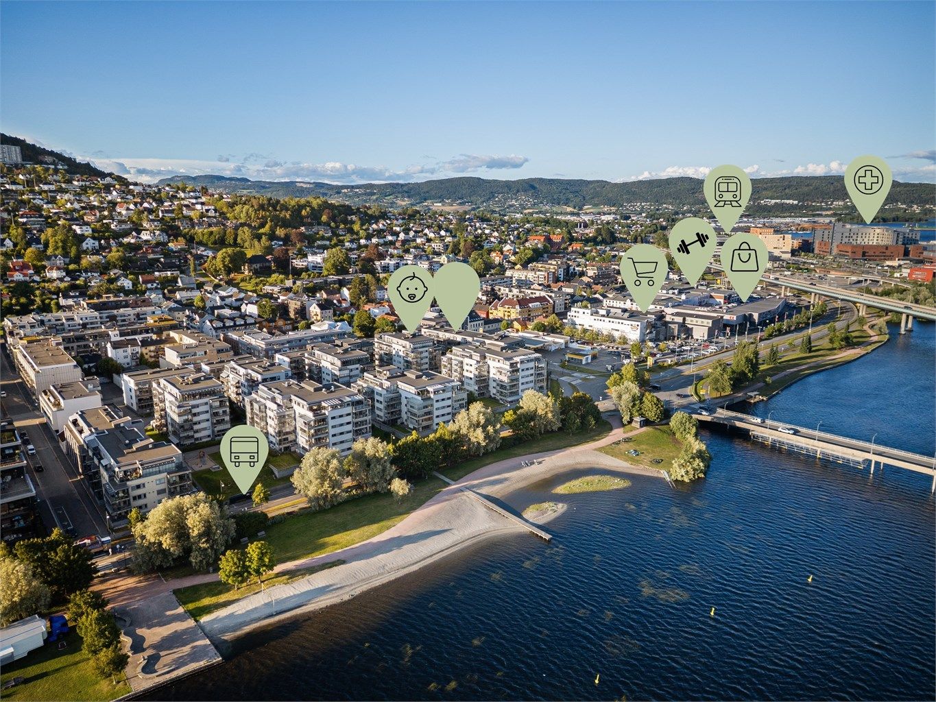 Leiligheten ligger sentralt til ved Bragernes strand, med kort vei til alt Drammen har å by på.
Foto: Ole Thoresen