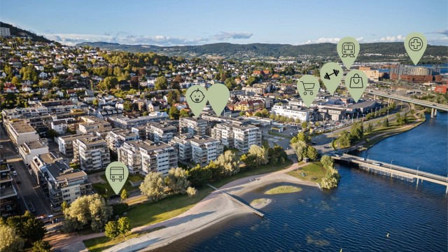 Leiligheten ligger sentralt til ved Bragernes strand, med kort vei til alt Drammen har å by på.
Foto: Ole Thoresen
