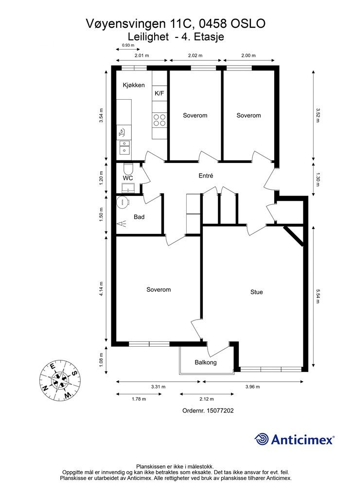 Plantegning. Flere i aksjelaget har valgt å flytte kjøkkenet inn på det største soverommet. 