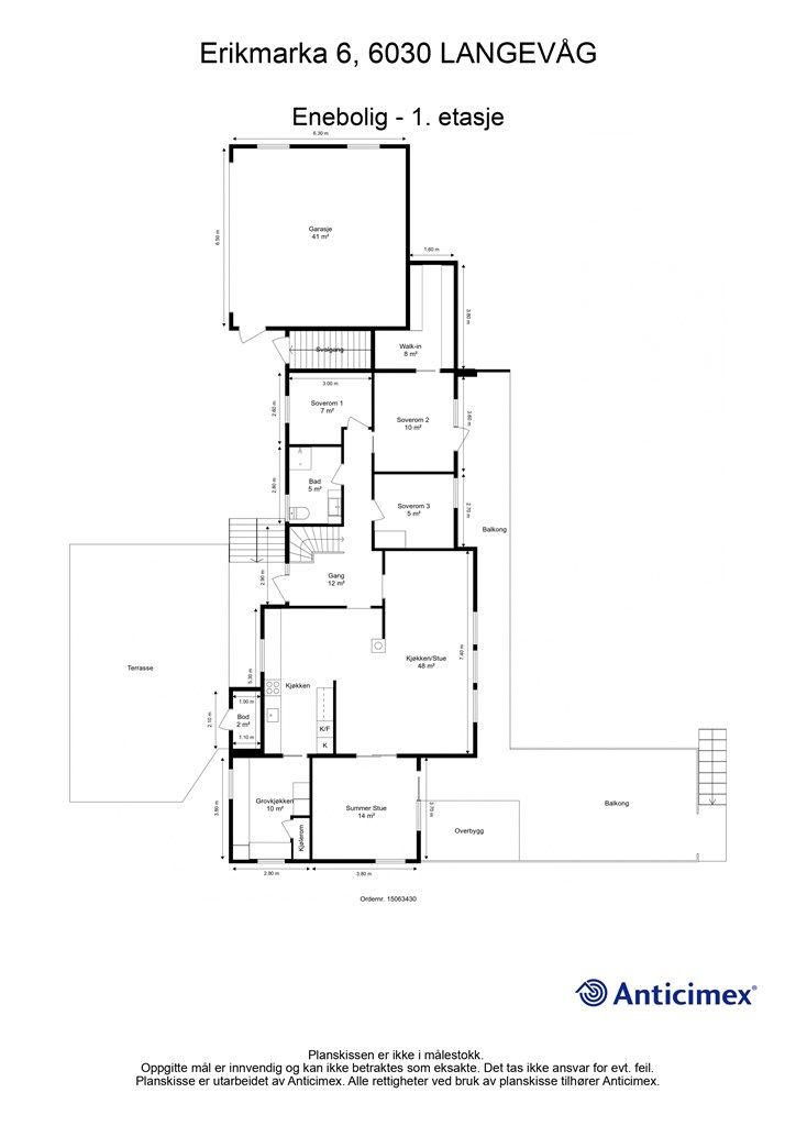 Målsatt plantegning 1. etasje