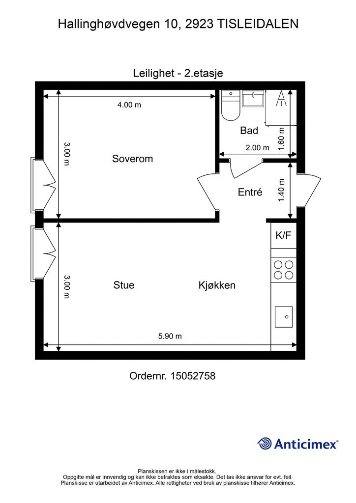 Veiledende planskisse. Leiligheten har også tilgang til en rekke fellesfasiliteter, vaskerom inkludert.