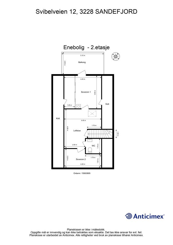 Plantegning
-enebolig 2.etasje