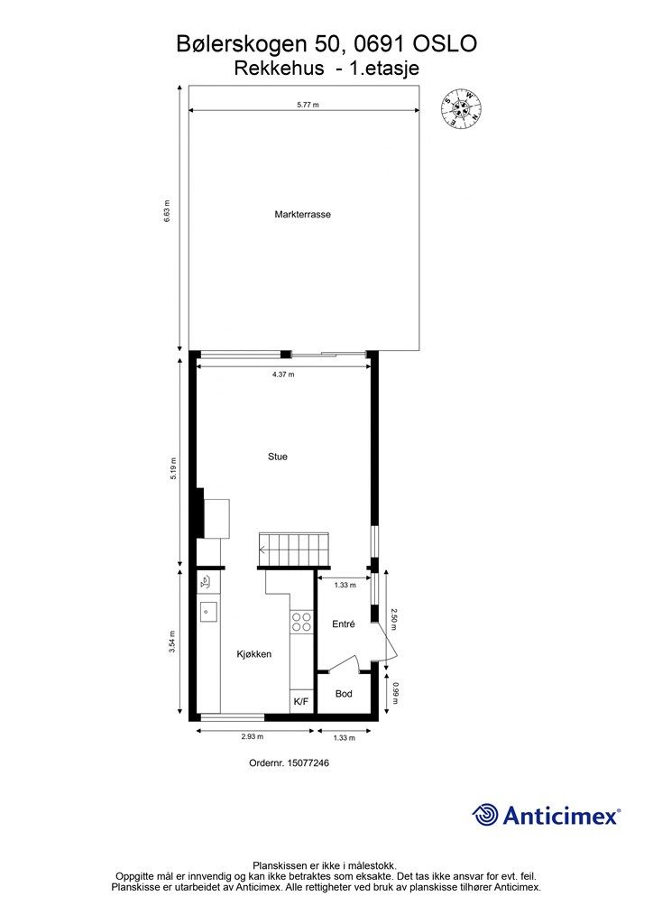 Plantegning - Rekkehus - 1. etasje.