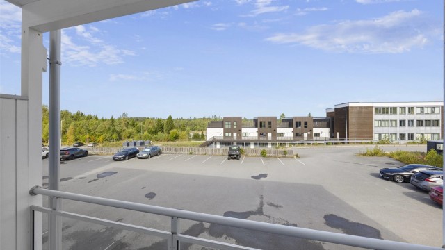 Utsikt fra balkongen over nærområdet.
