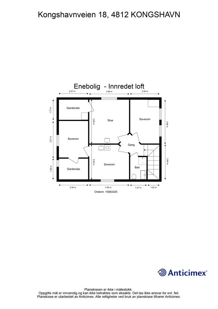Plantegning loftsetasje 