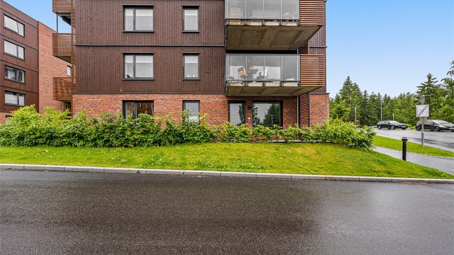 Adkomst til leiligheten via felles trappeoppgang med heis og porttelefon.