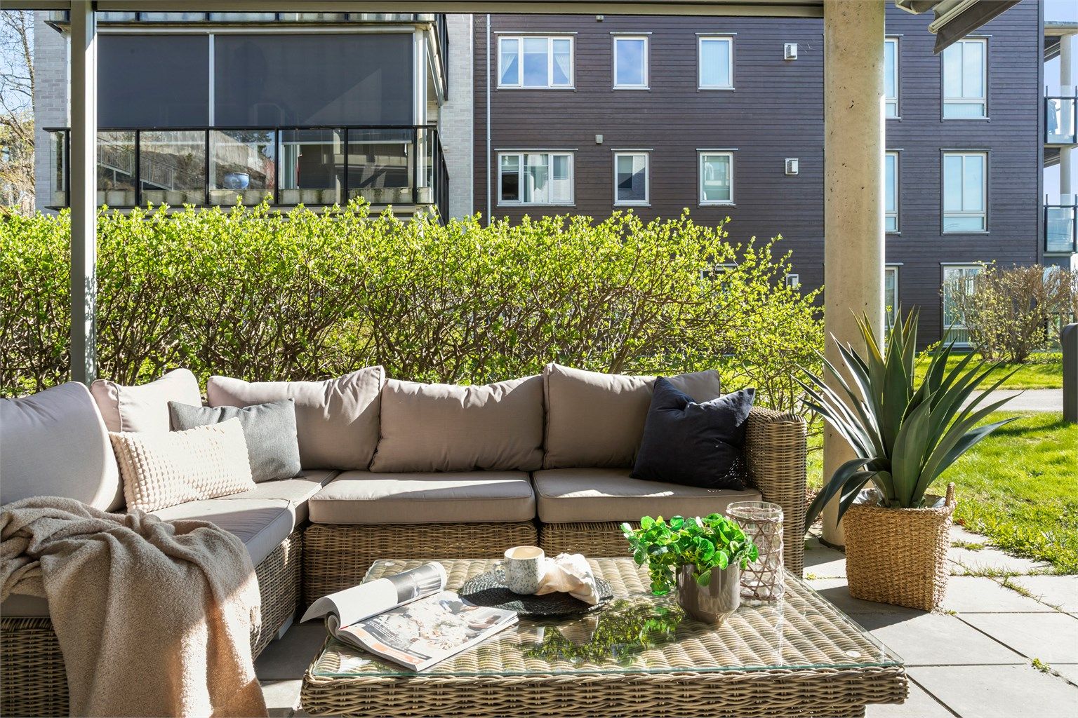 En privat og skjermet uteplass, perfekt for avslapning.