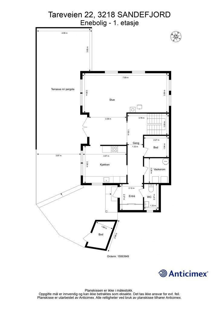 Plantegning Enebolig 1. etasje
