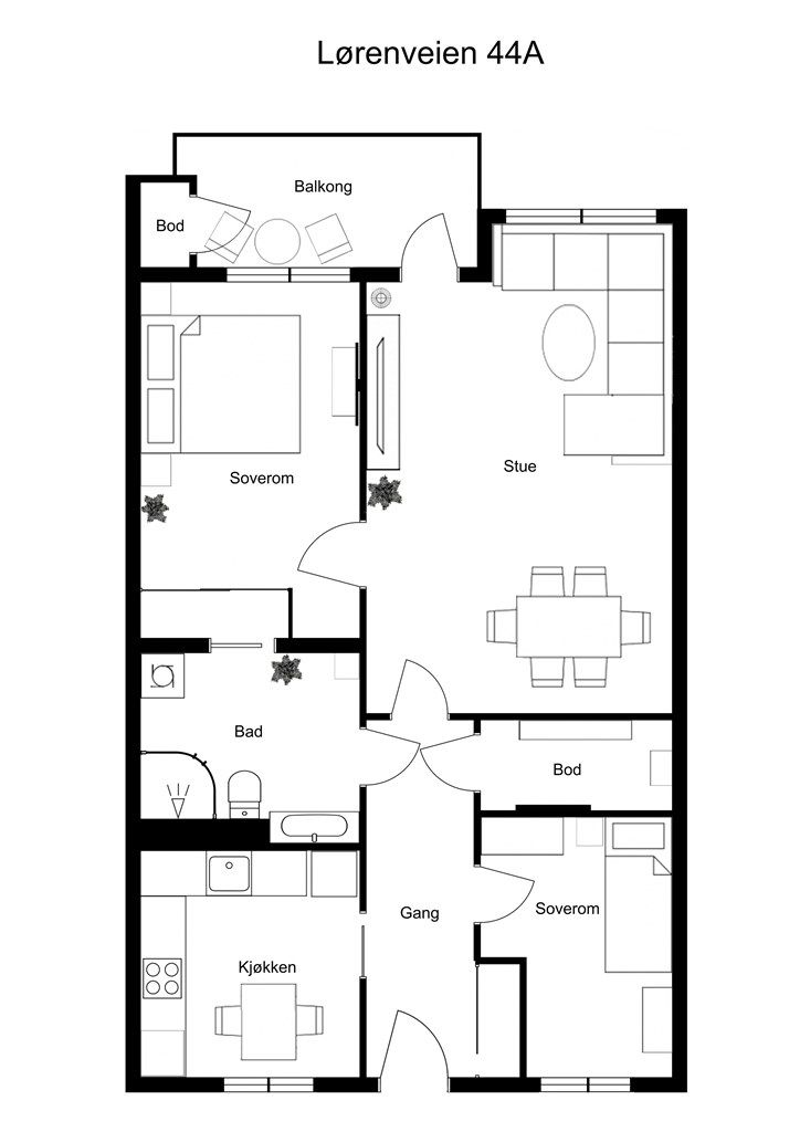 Møblert plantegning