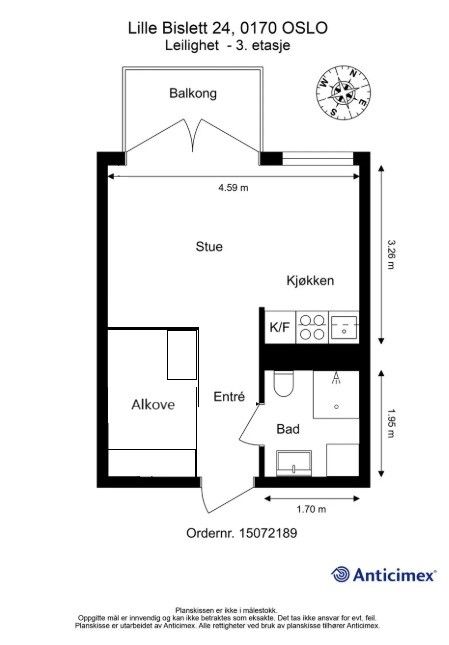 Alternativ planskisse som illustrerer tilsvarende leiligheter som har etablert sovealkove.